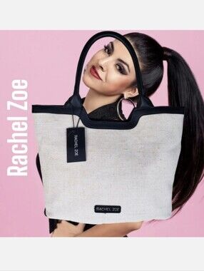 RACHEL ZOE NWT Natural Canvas Tote Bag Shoulder Purse